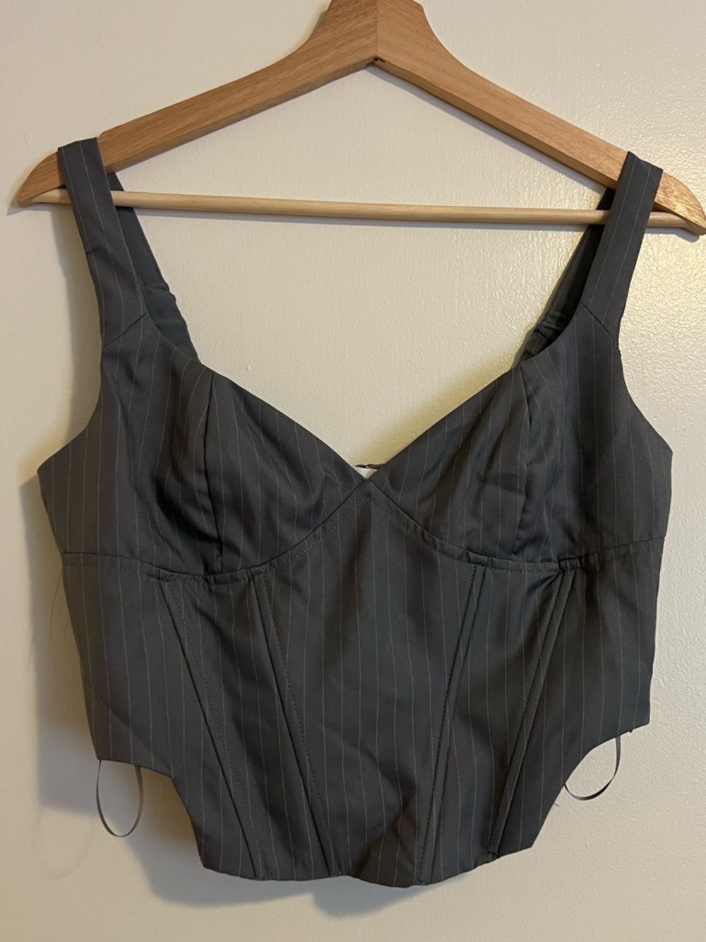 Nia Grey Pinstripe Corset Top Size M
